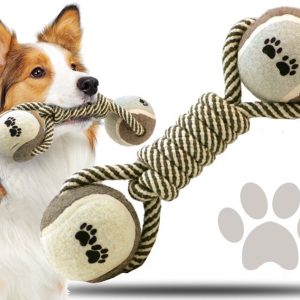 Zabawka gryzak dla psa sznur pleciony z piłka 25cm - 1 zdjęcie