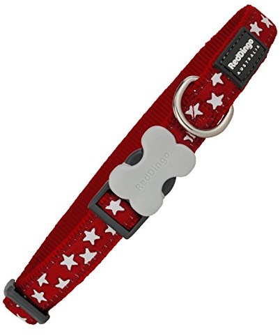 Red Dingo obroża dla psa, wzór, rozmiar XS, 1,2 cm X 20  32 cm, czerwony/biały - 1 zdjęcie